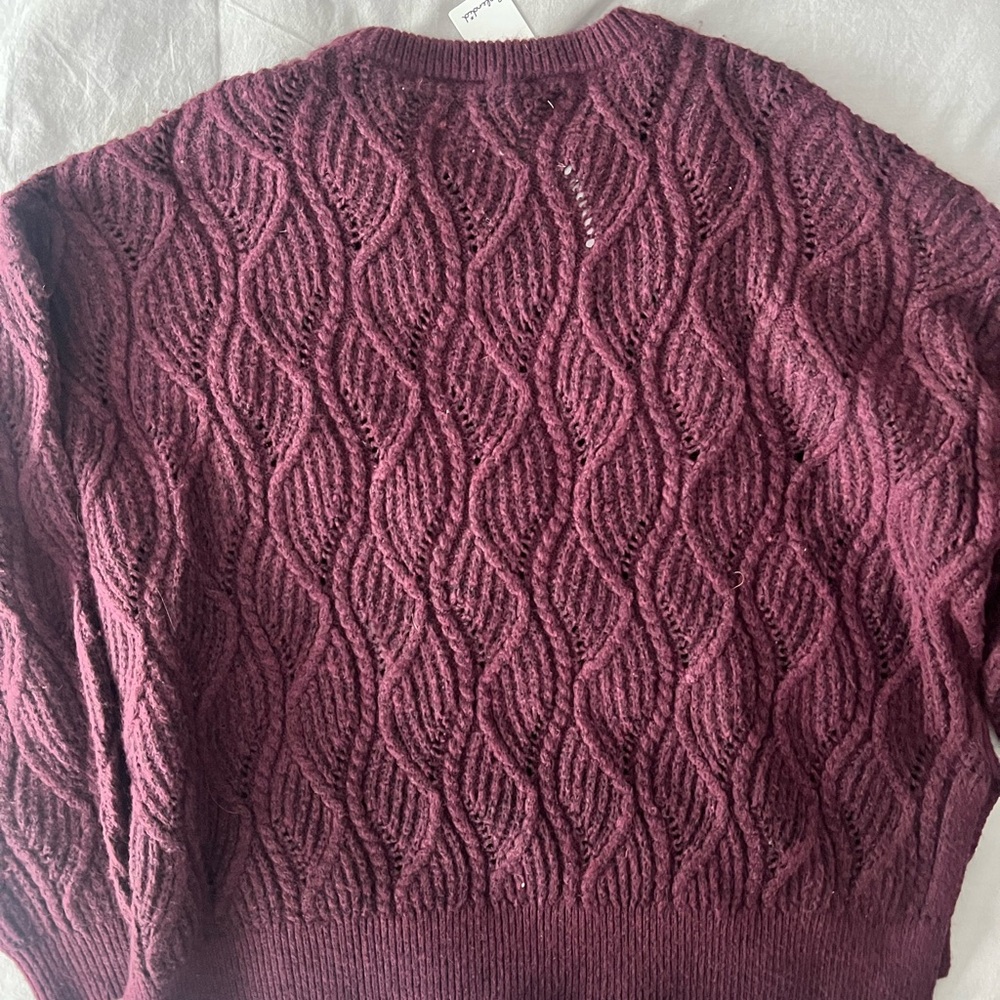 Splendid burgundy pointelle Cable Knit Sweater - Picture 4 of 6